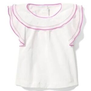 Janie and Jack White Blouse Purple Ruffle 3-6M